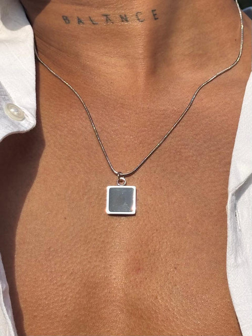 Black Stone Pendant With Chain